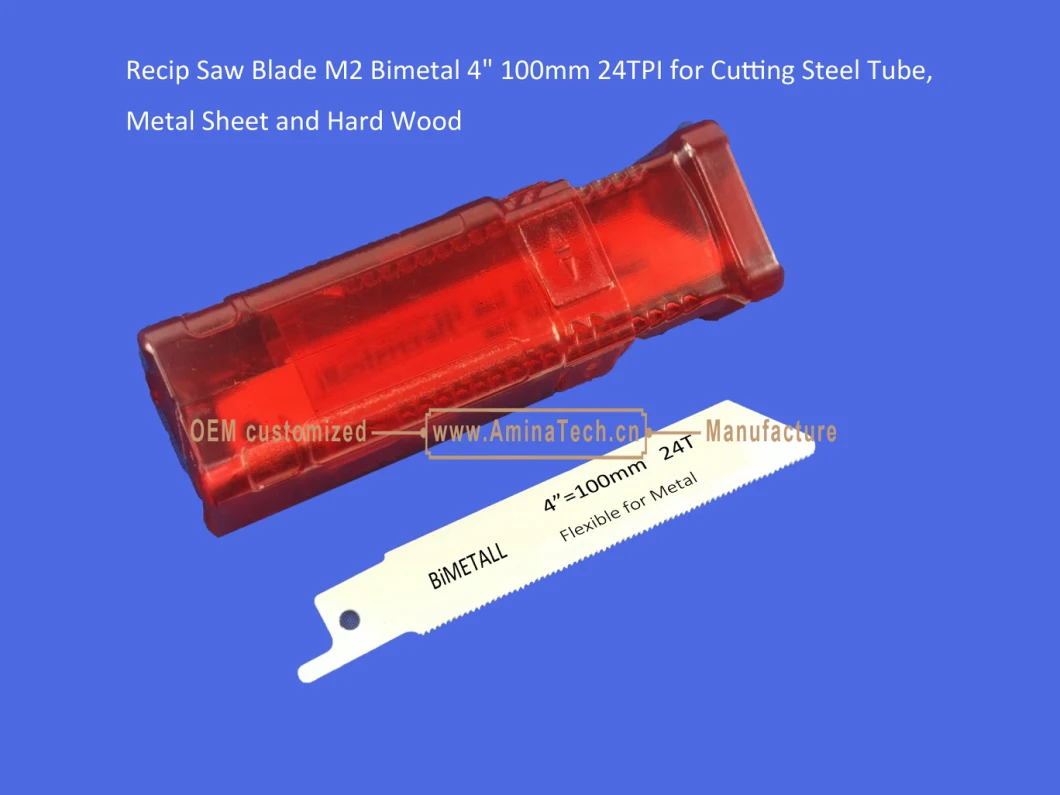 Recip Saw Blade M2 Bimetal 4" 100mm 24TPI for Cutting Steel Tube, Metal Sheet and Hard Wood,Reciprocating,Sabre Saw ,Power Tools