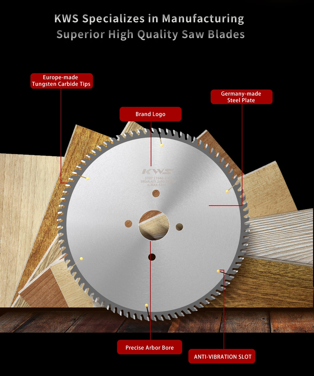 Kws Panel Saw Blades Tct Woodworking Cutting Tools Panel Sizing Circular Saw Blade