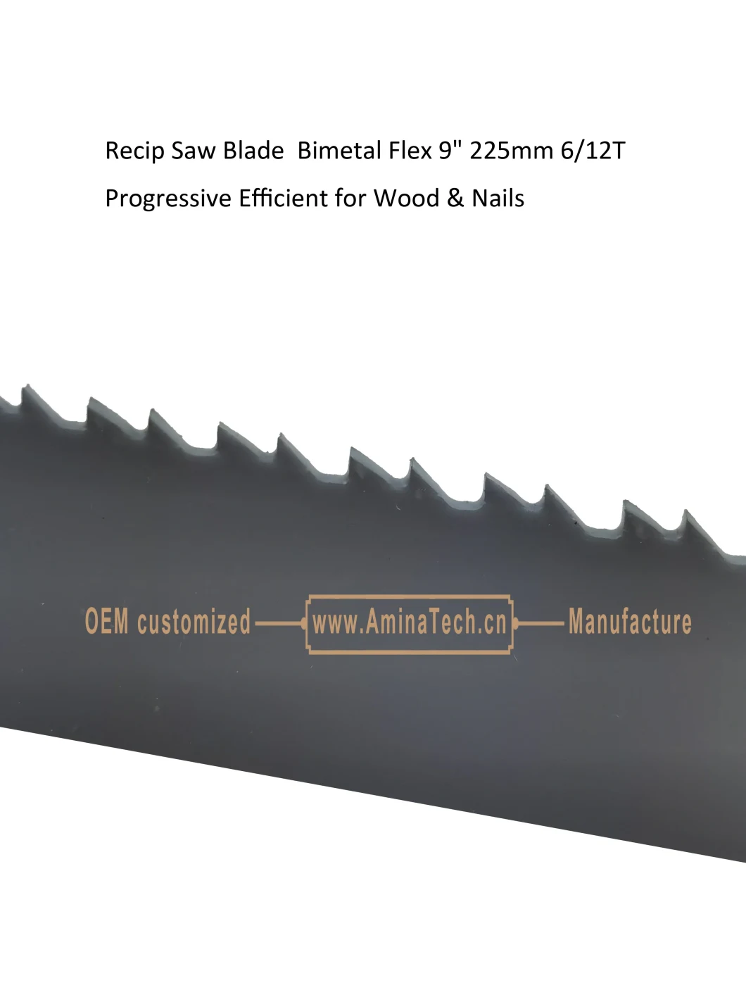 Recip Saw Blade Bimetal M42 8% cobalt Demolition for Cutting Wood & Nails Size:9" 225mm6/12T