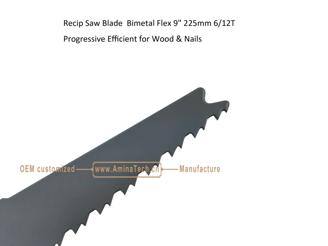 Recip Saw Blade Bimetal M42 8% cobalt Demolition for Cutting Wood & Nails Size:9" 225mm6/12T