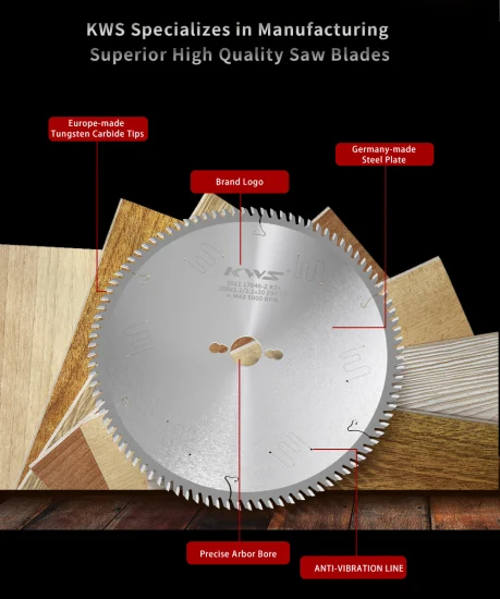 KWS TCT/PCD verstellbares Vorritzsägeblatt mit Verchromung für beschichtete Holzwerkstoffplatten, Hartmetall-Sägeblatt, Scheibensägeblatt